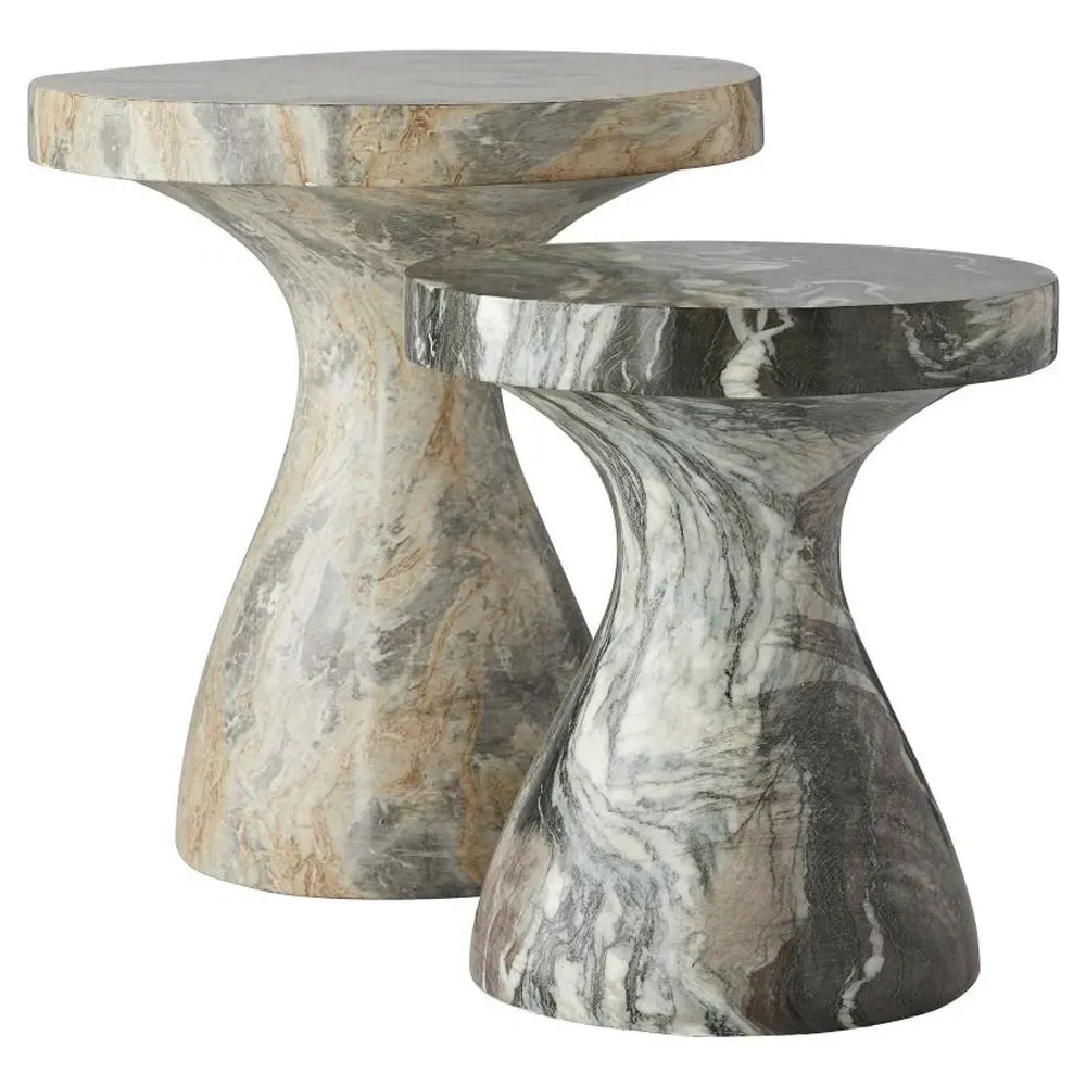 Serafina Round Side Table - Grey, Faux Marble