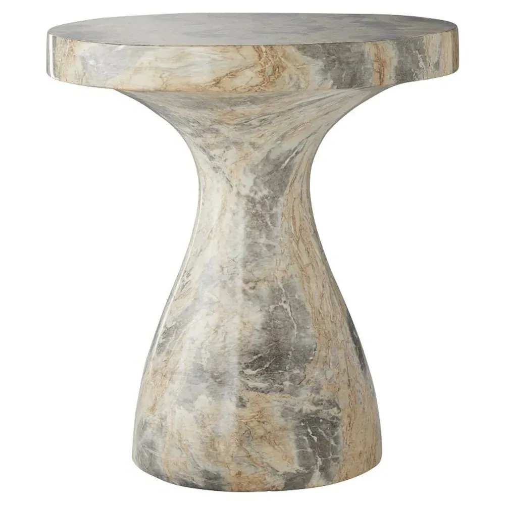 Serafina Round Side Table - Grey, Faux Marble image