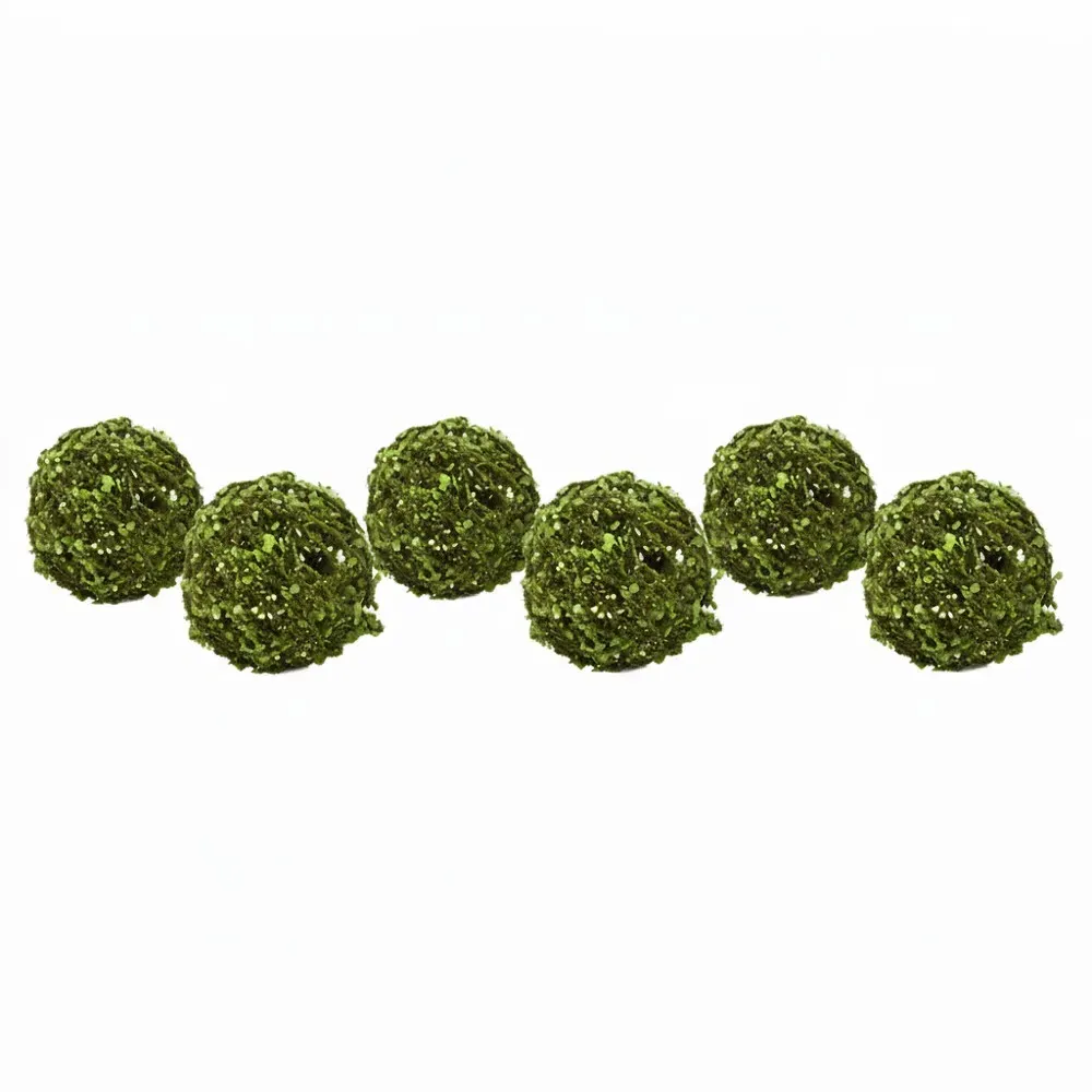 Seren Faux Rattan Moss Orbs Set of 6 - Green