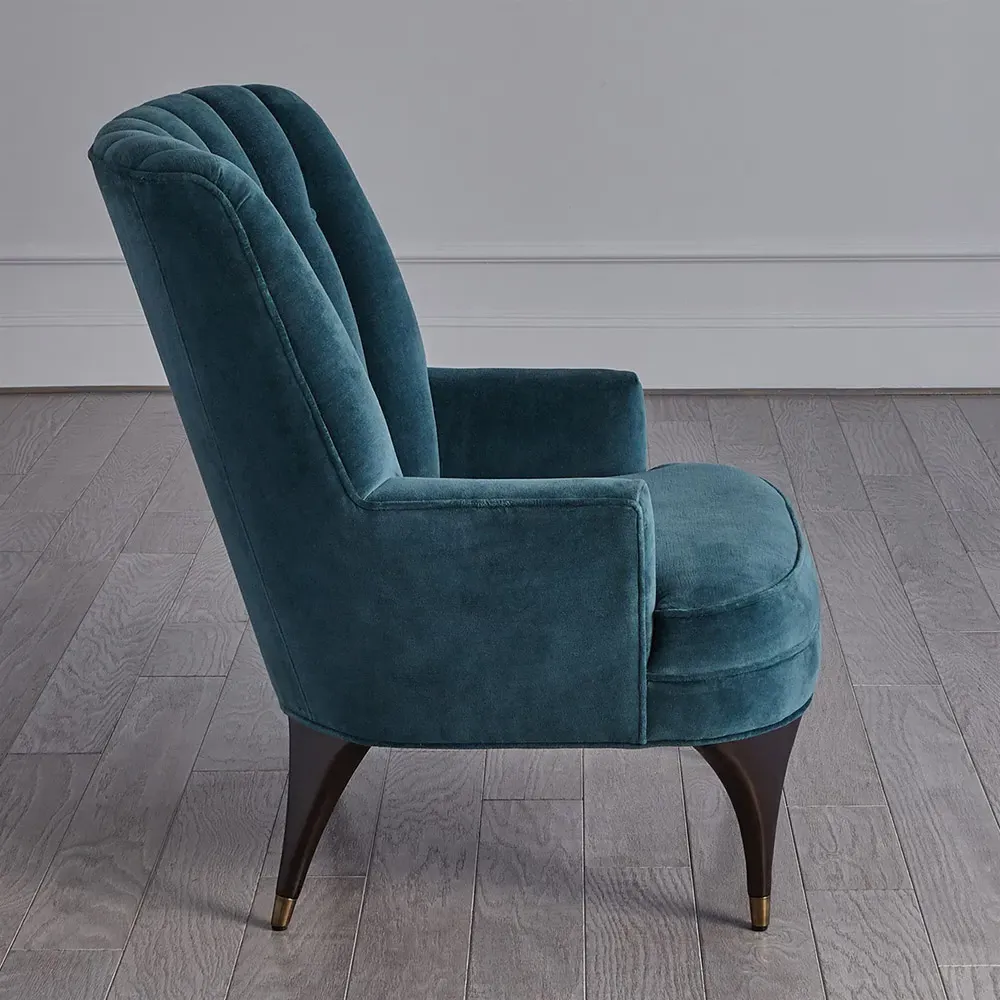 Serena Channel Tufted Arm Chair - Blue, Velvet