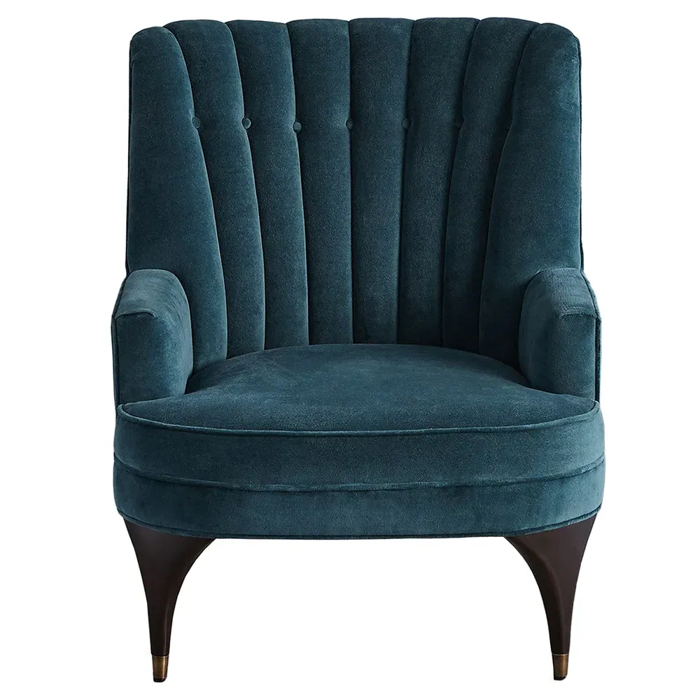 Serena Channel Tufted Arm Chair - Blue, Velvet image
