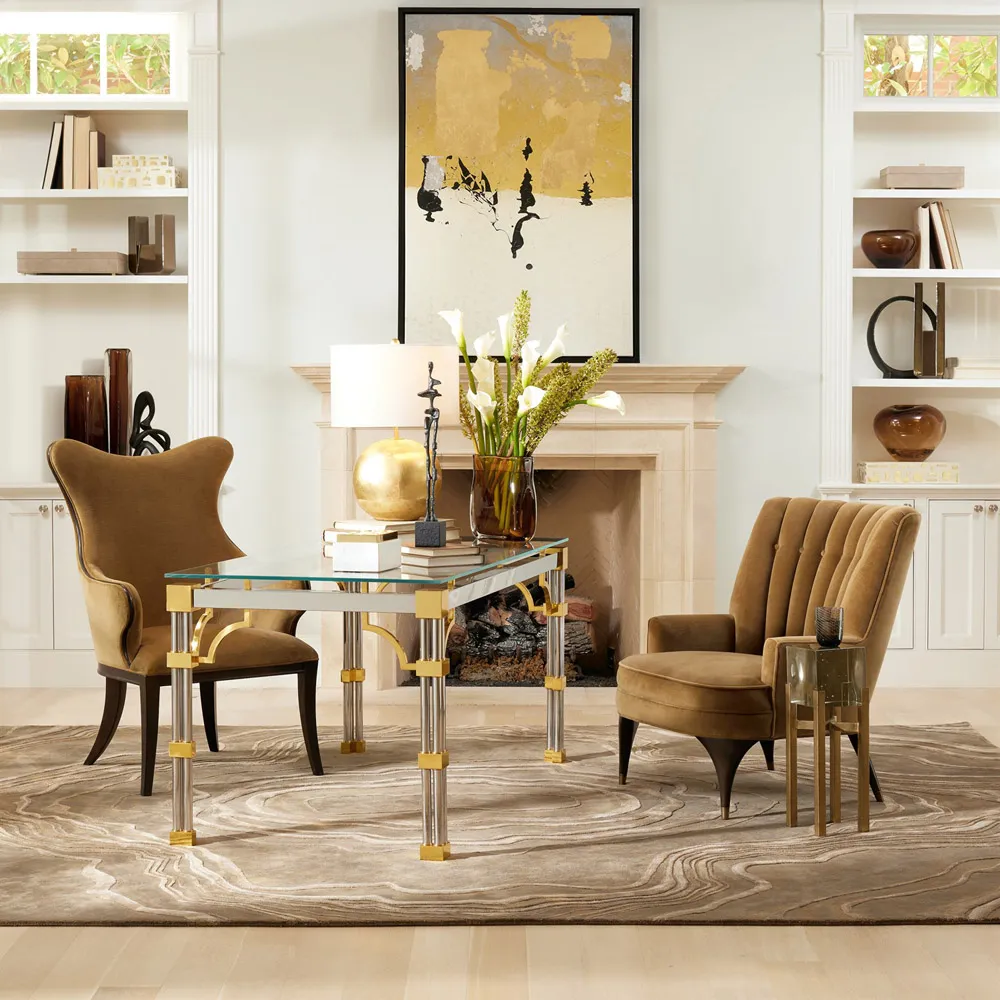 Serena Channel Tufted Arm Chair - Brown, Velvet