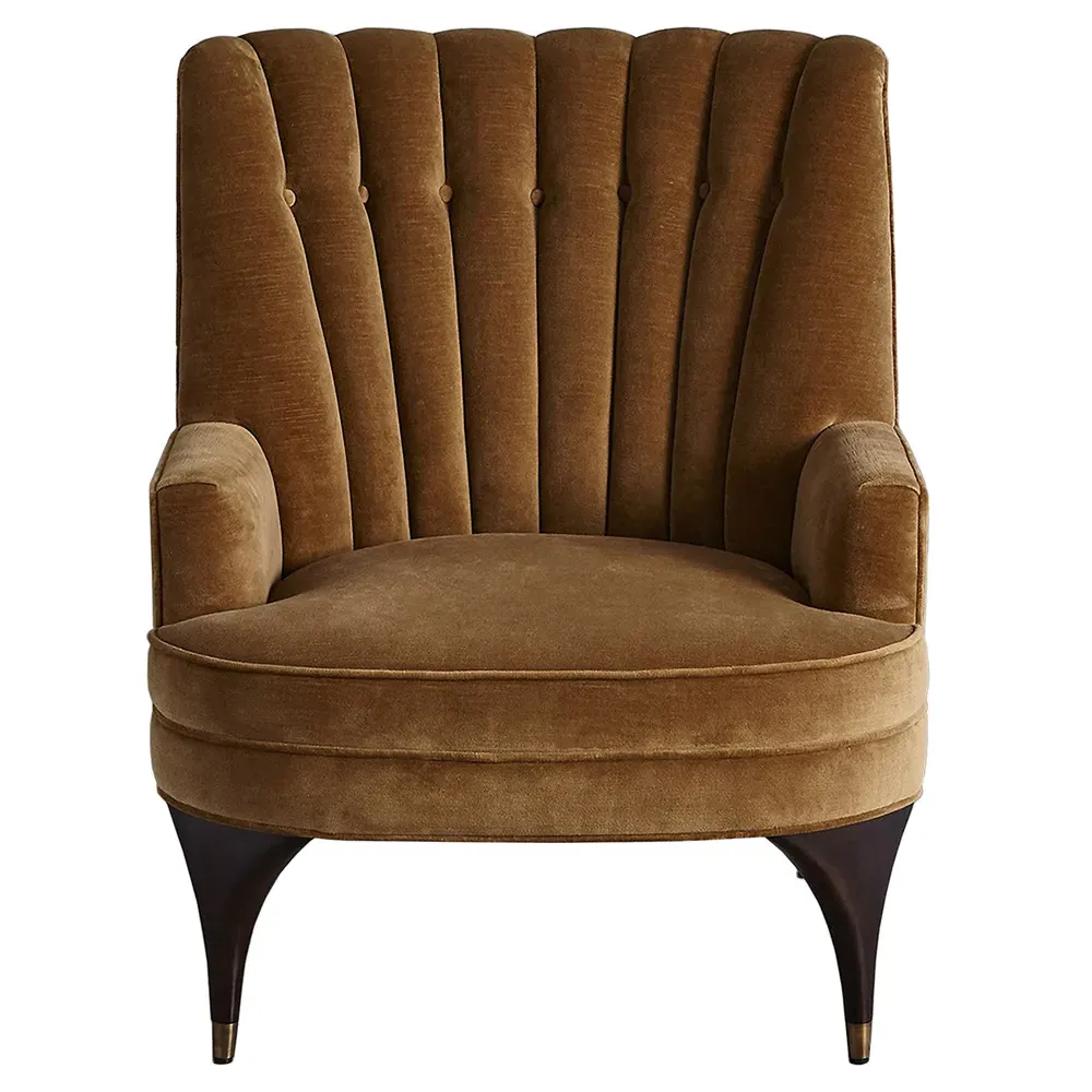 Serena Channel Tufted Arm Chair - Brown, Velvet