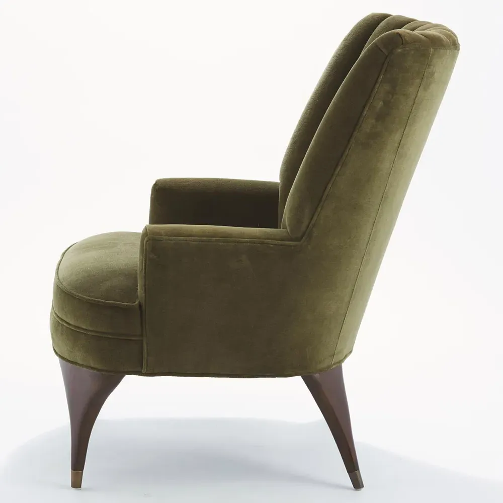 Serena Channel Tufted Arm Chair - Green, Velvet