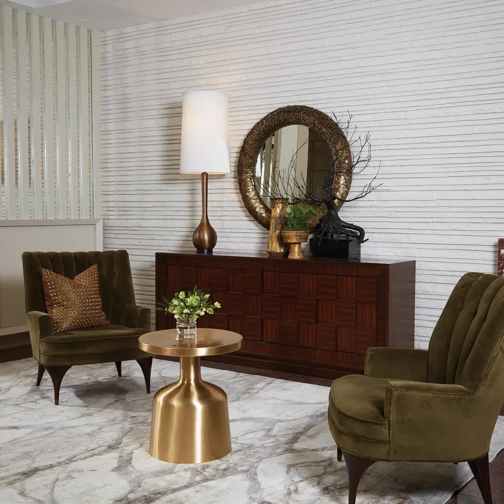 Serena Channel Tufted Arm Chair - Green, Velvet