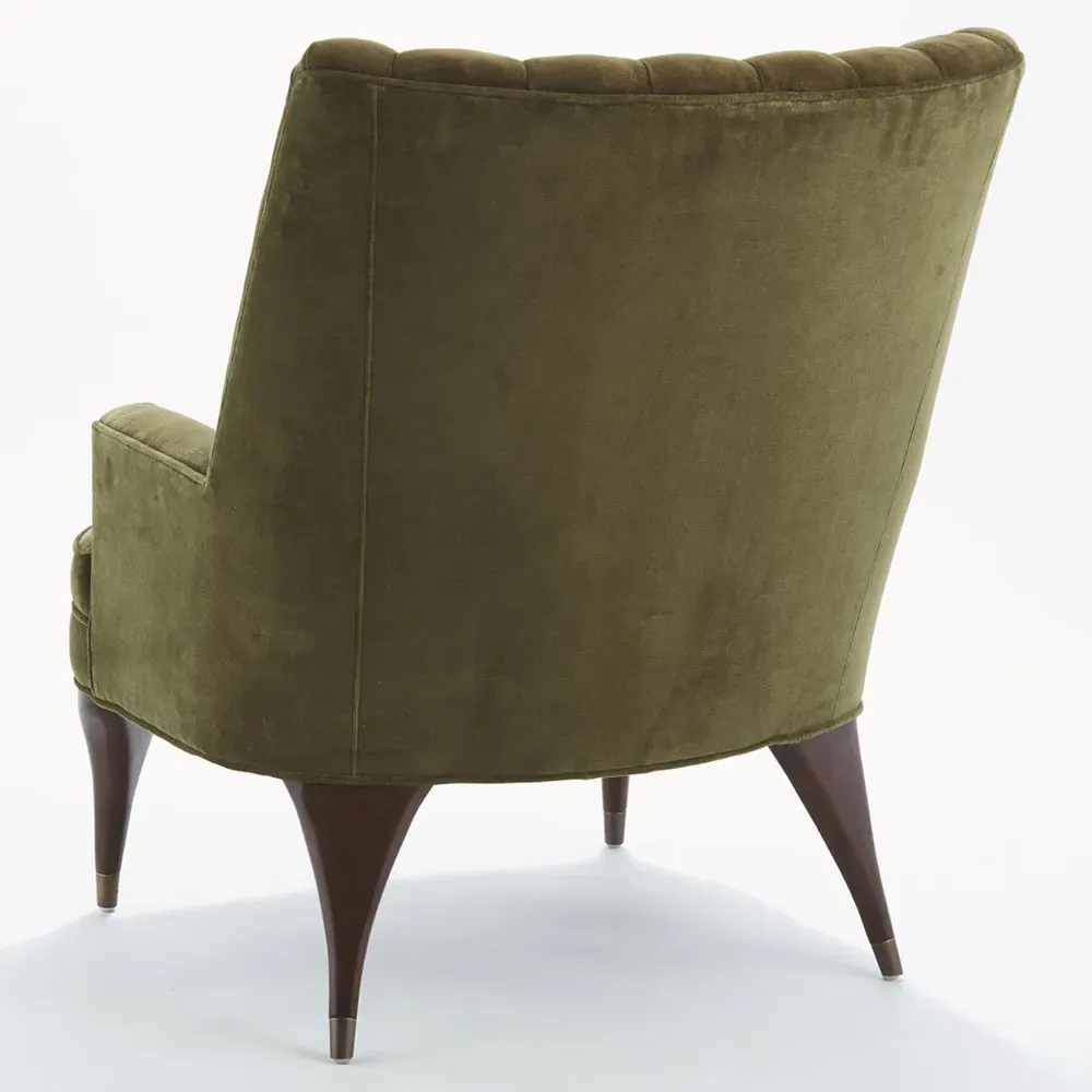 Serena Channel Tufted Arm Chair - Green, Velvet
