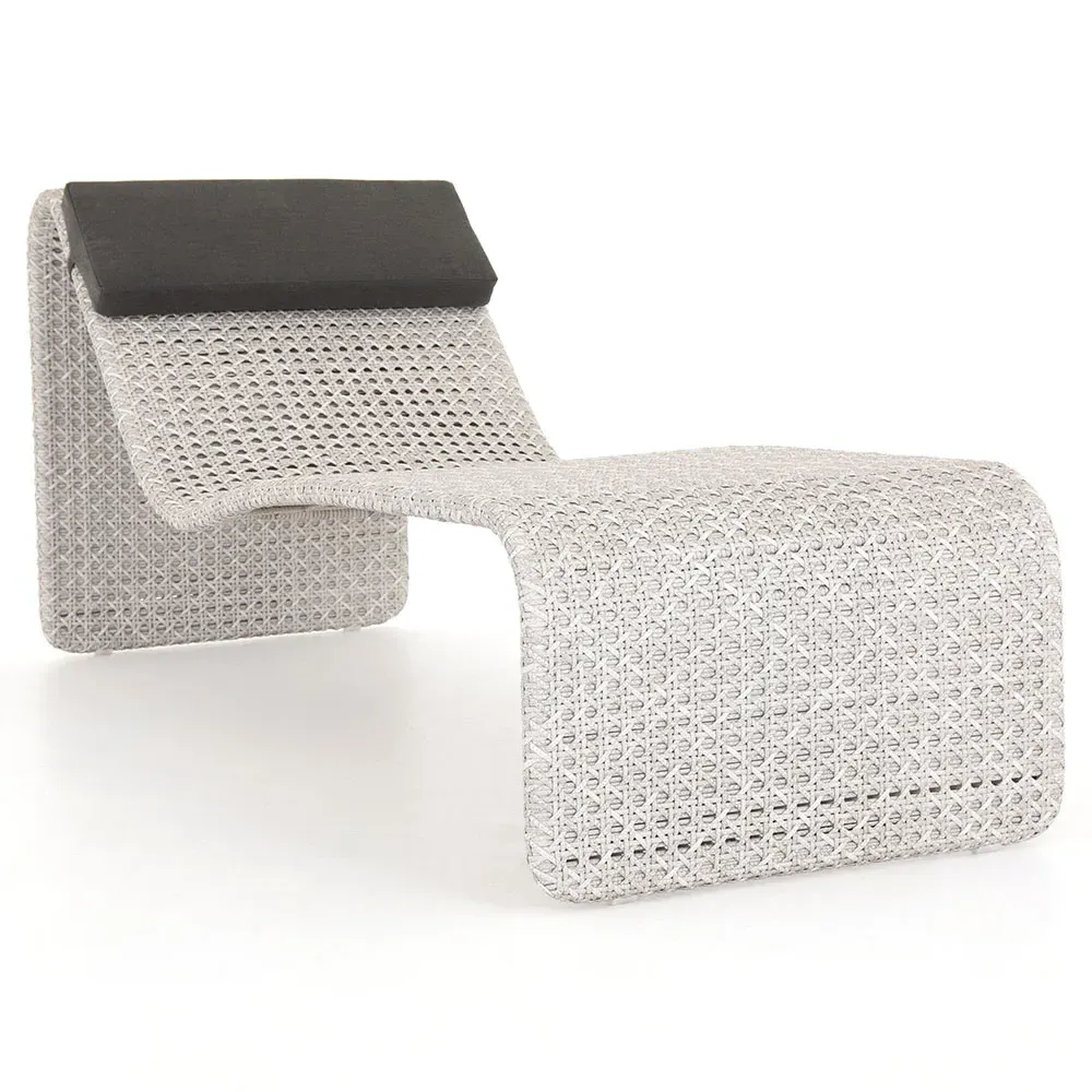 Serena Woven Outdoor Chaise Lounge - Off White, Polyethylene