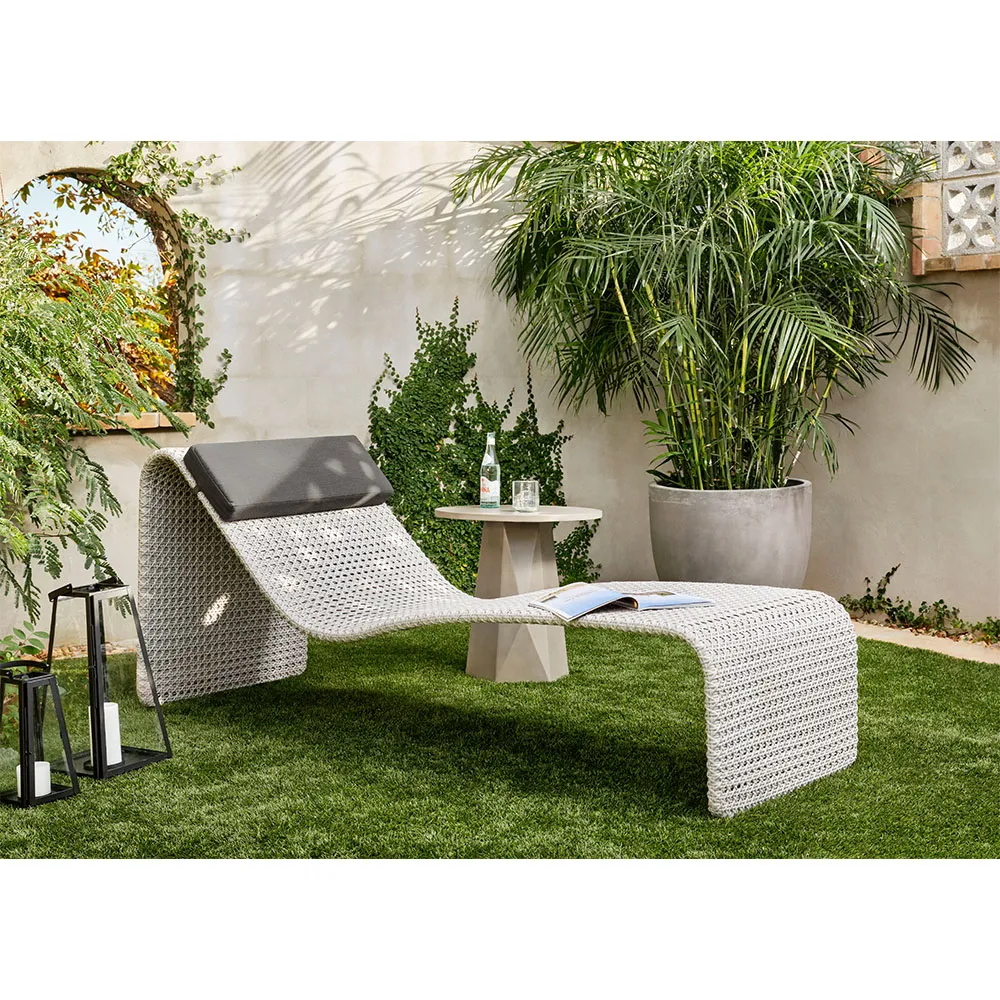 Serena Woven Outdoor Chaise Lounge - Off White, Polyethylene
