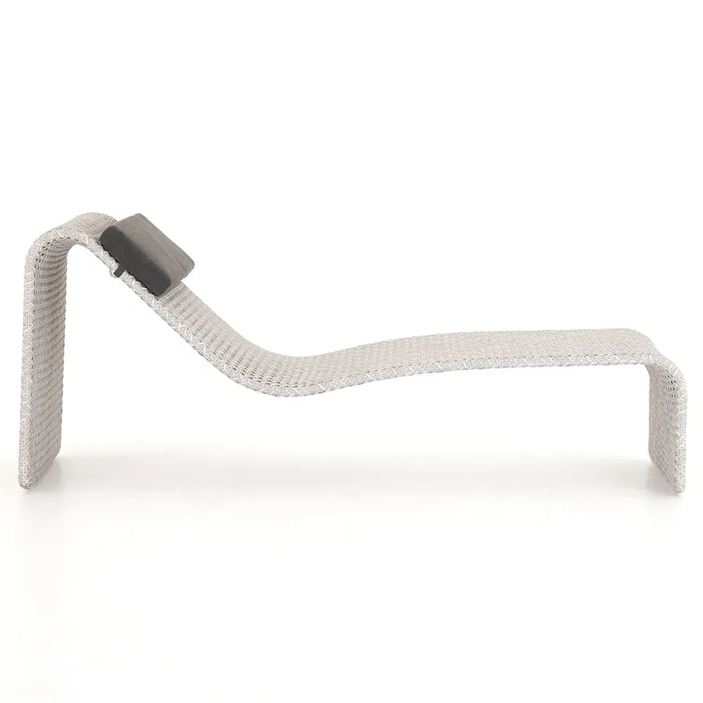 Serena Woven Outdoor Chaise Lounge - Off White, Polyethylene