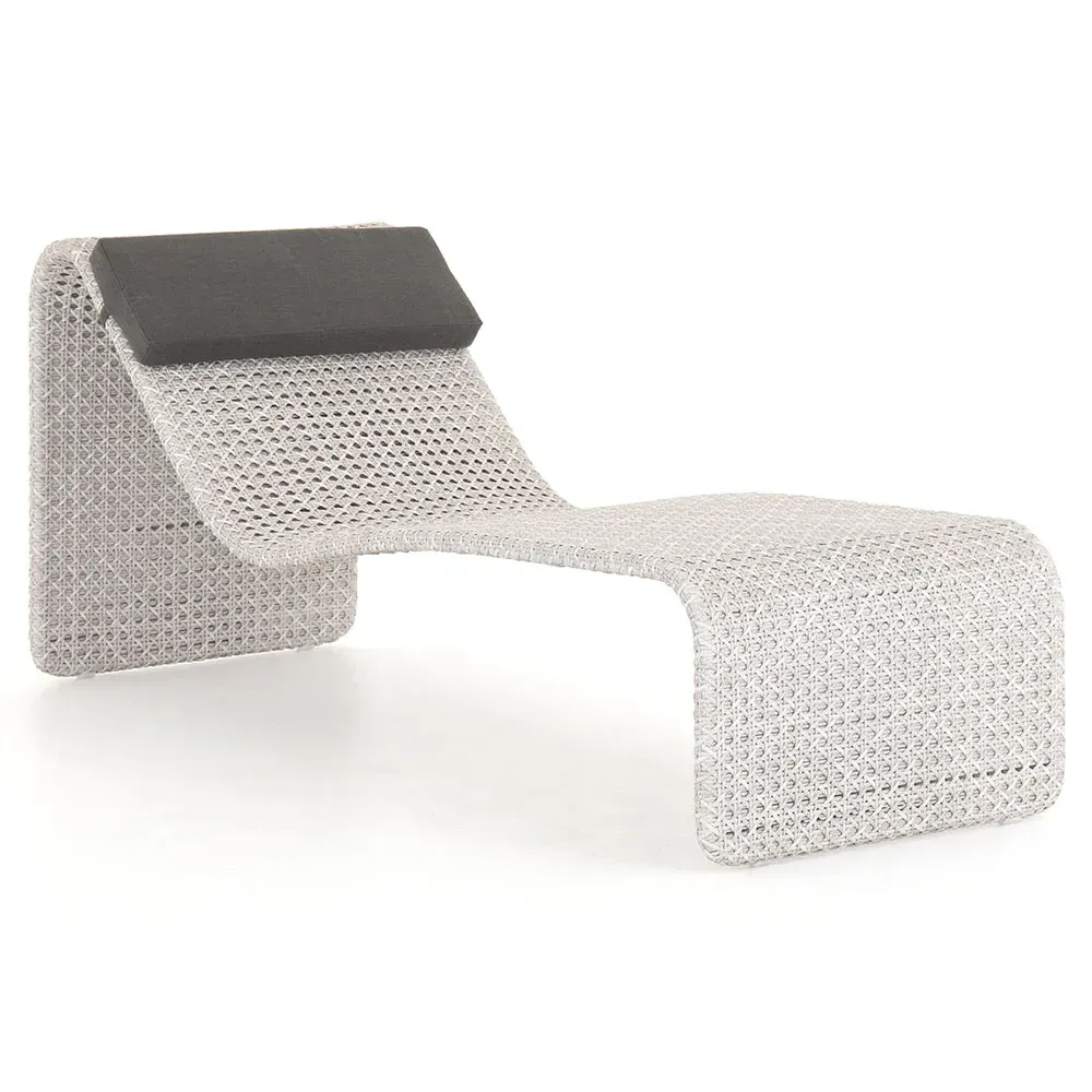 Serena Woven Outdoor Chaise Lounge - Off White, Polyethylene