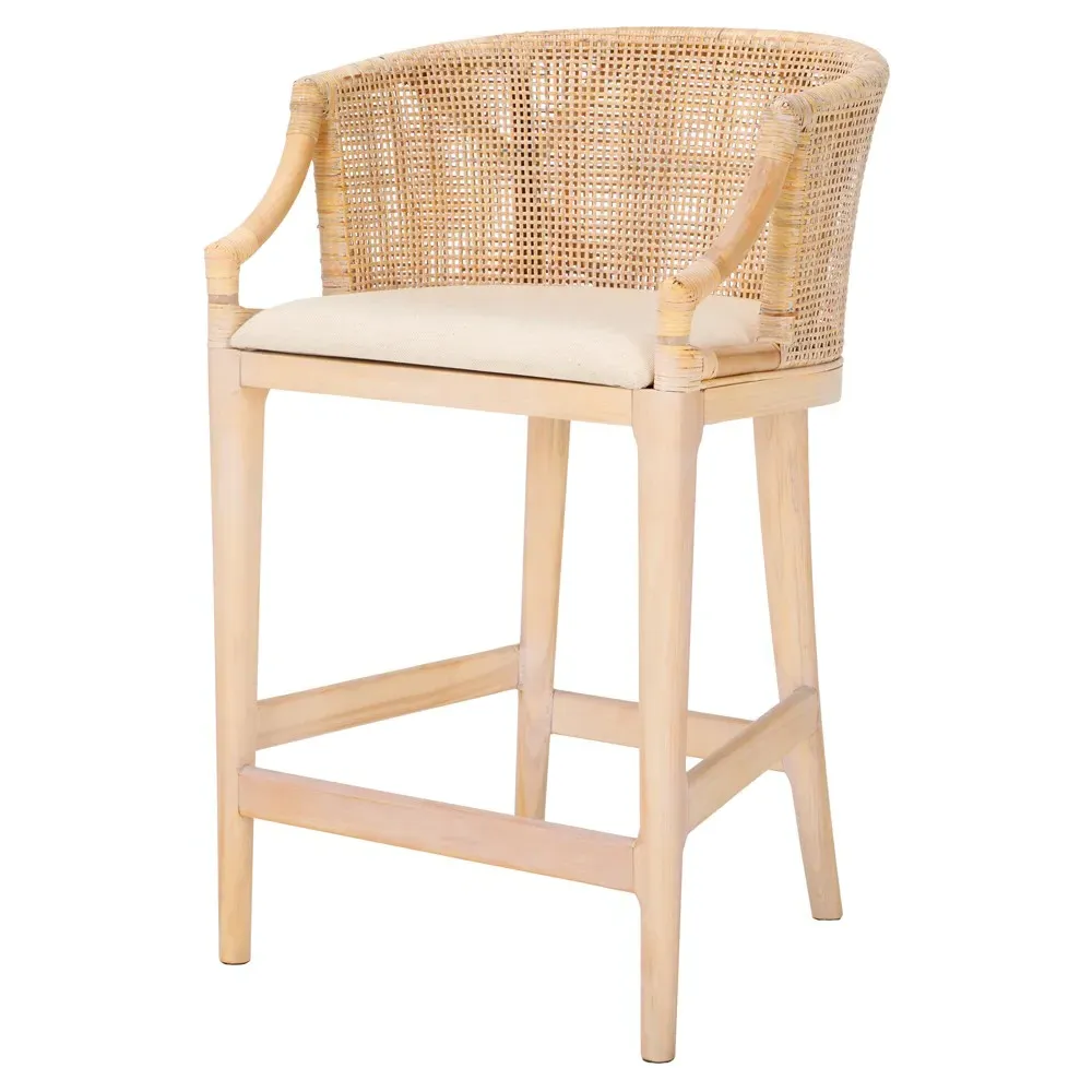 Serena Woven Rattan Counter Stool - Brown, Whitewash
