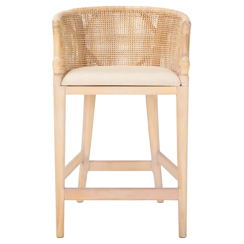 Serena Woven Rattan Counter Stool - Brown, Whitewash image
