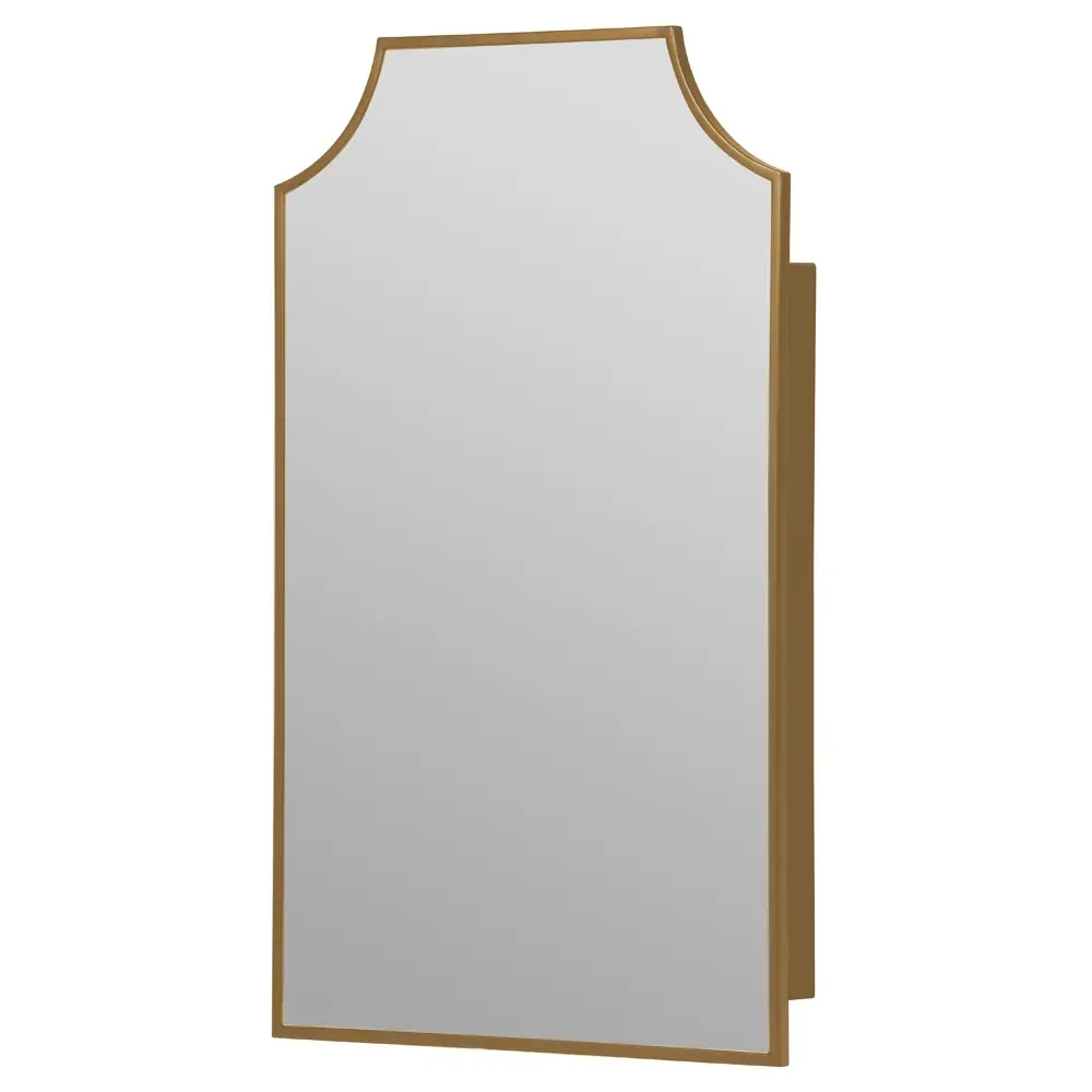 Serene Hollywood Regency Medicine Cabinet Mirror - Gold