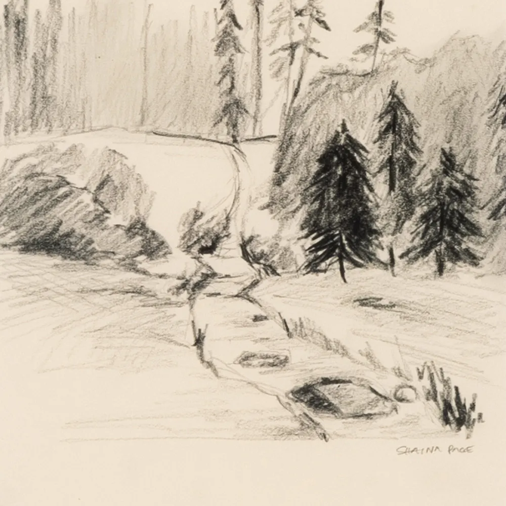 Serene II Illustration - Beige, Walnut