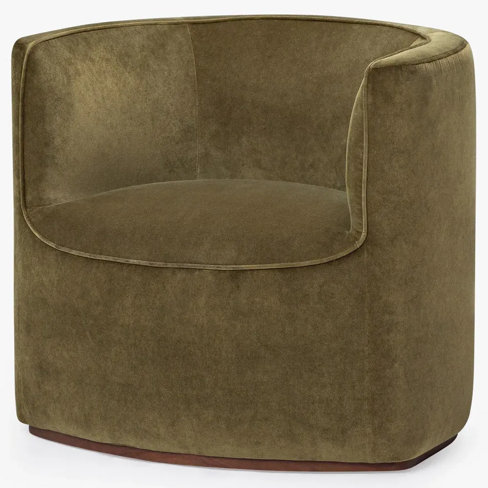 Serenity Barrel Chair - Olive, Performance Velvet
