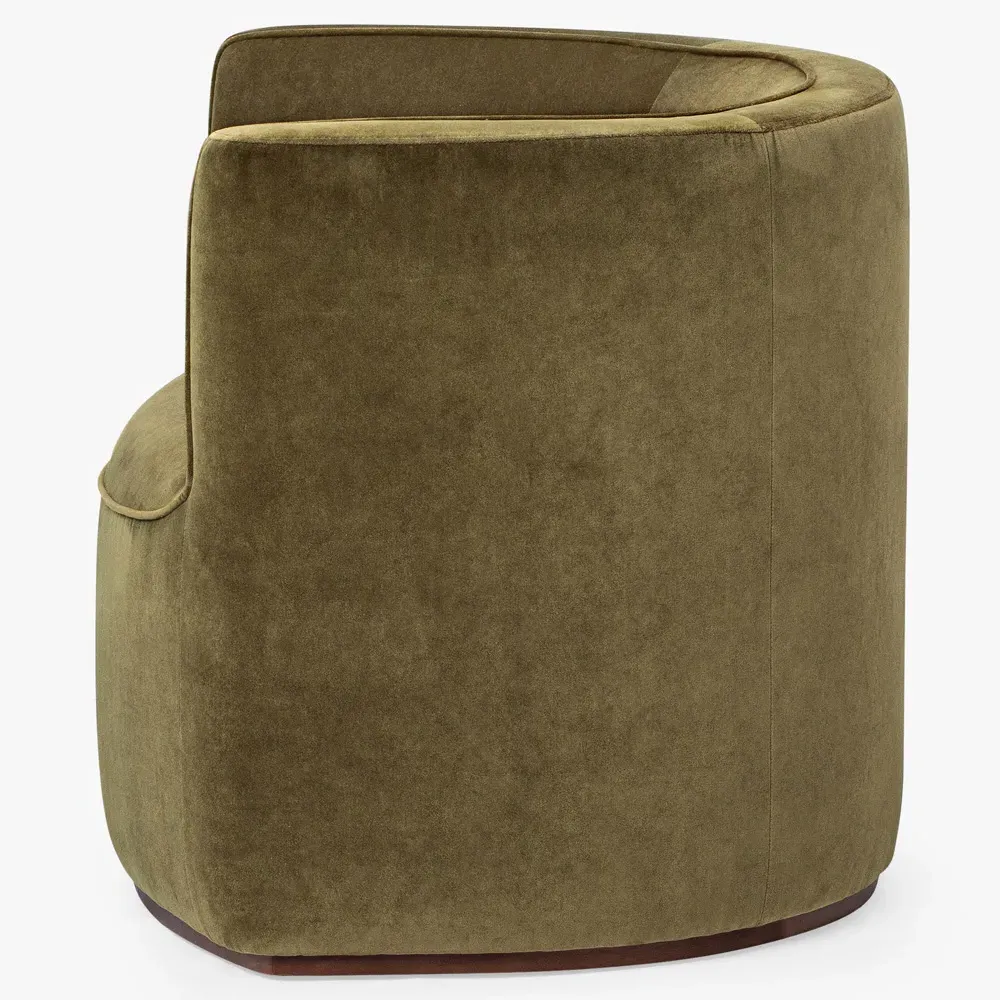 Serenity Barrel Chair - Olive, Performance Velvet