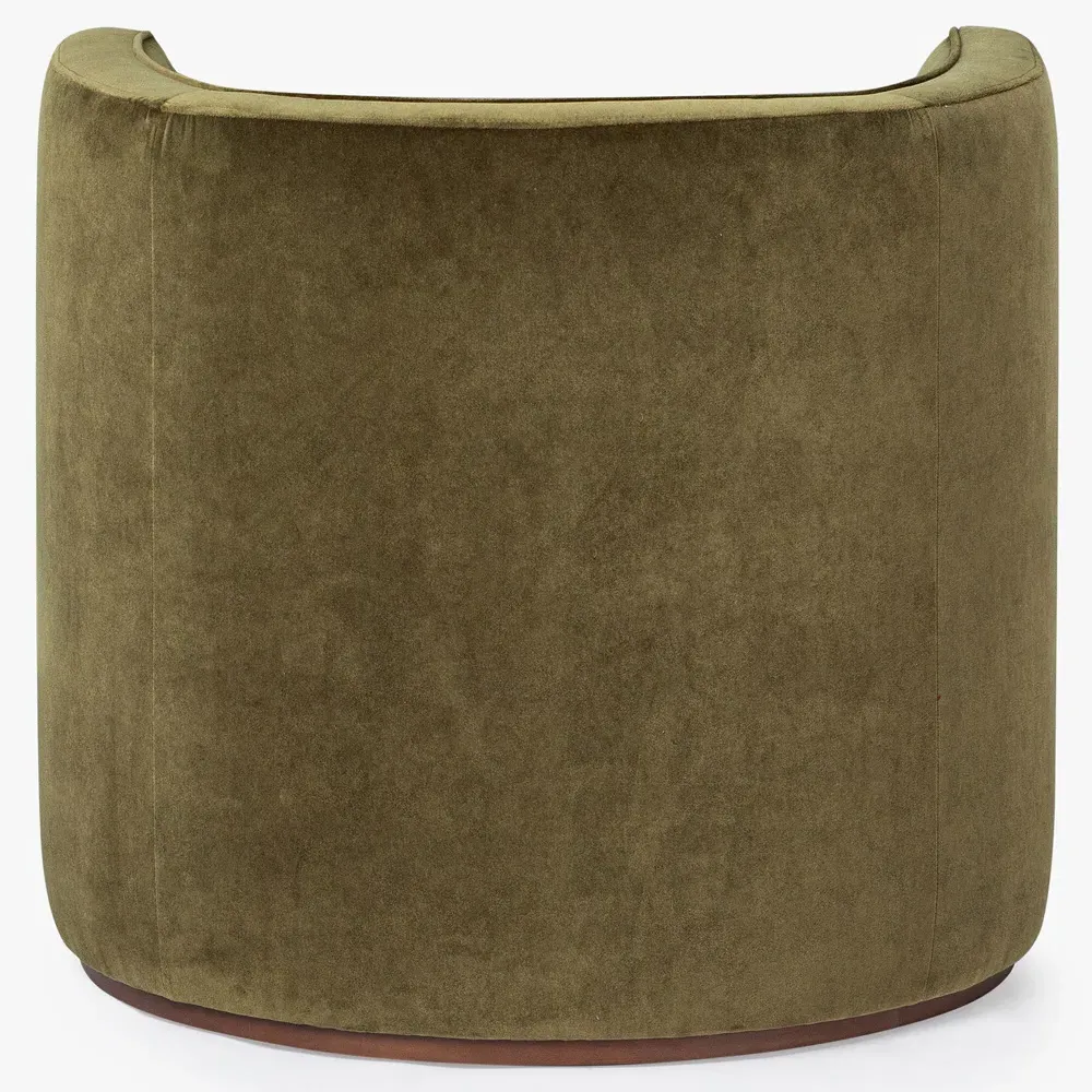 Serenity Barrel Chair - Olive, Performance Velvet