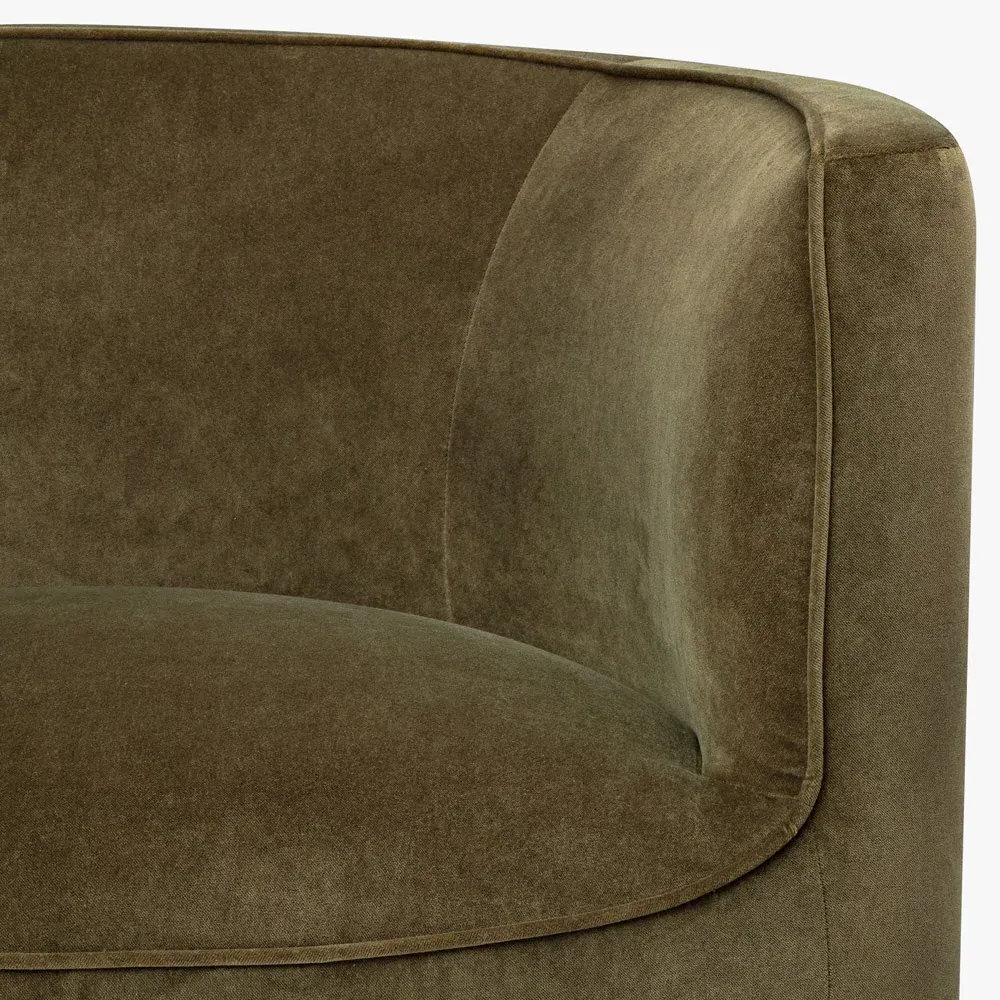 Serenity Barrel Chair - Olive, Performance Velvet