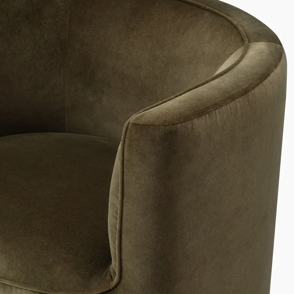 Serenity Barrel Chair - Olive, Performance Velvet