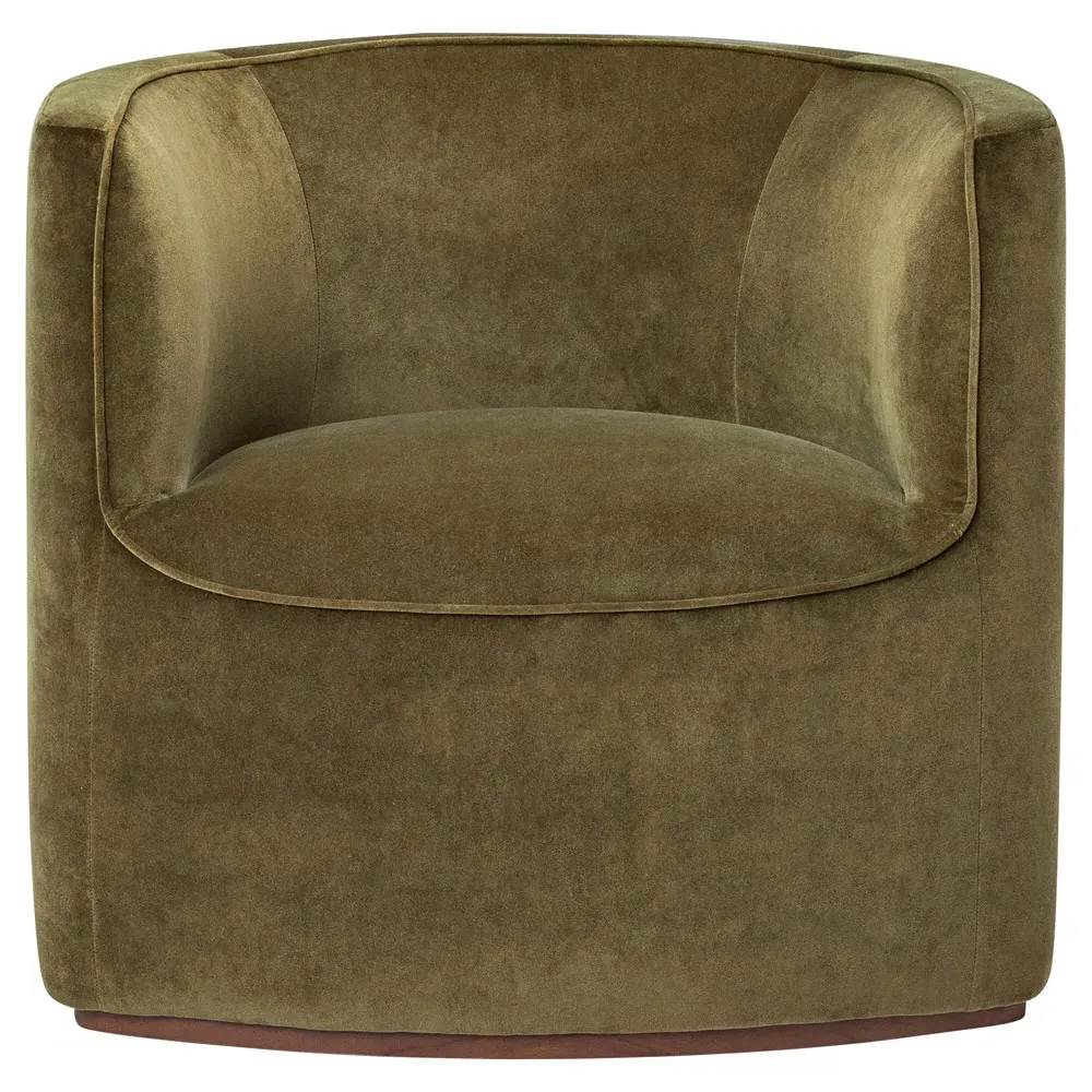 Serenity Barrel Chair - Olive, Performance Velvet