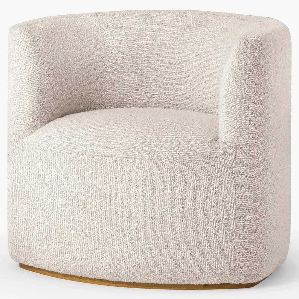 Serenity Barrel Chair - White, Boucle