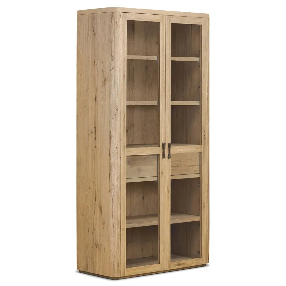 Serenity Coastal Beach Display Cabinet - Brown, Oak