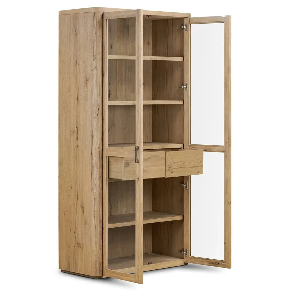Serenity Coastal Beach Display Cabinet - Brown, Oak