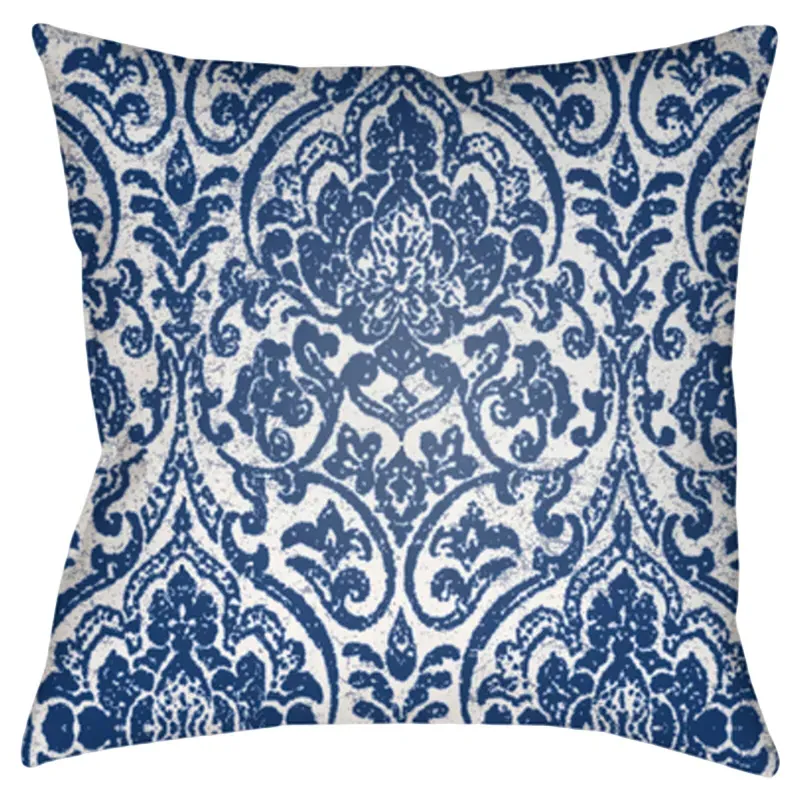 Serenity Global Bazaar 20x20 Floral Pillow - Blue, Polyester