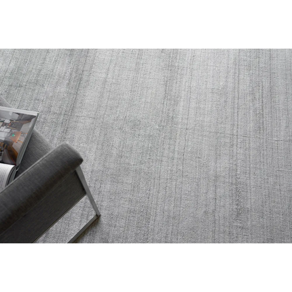 Seth 12'x15' Solid Rug - Light Silver, Wool Bamboo Silk