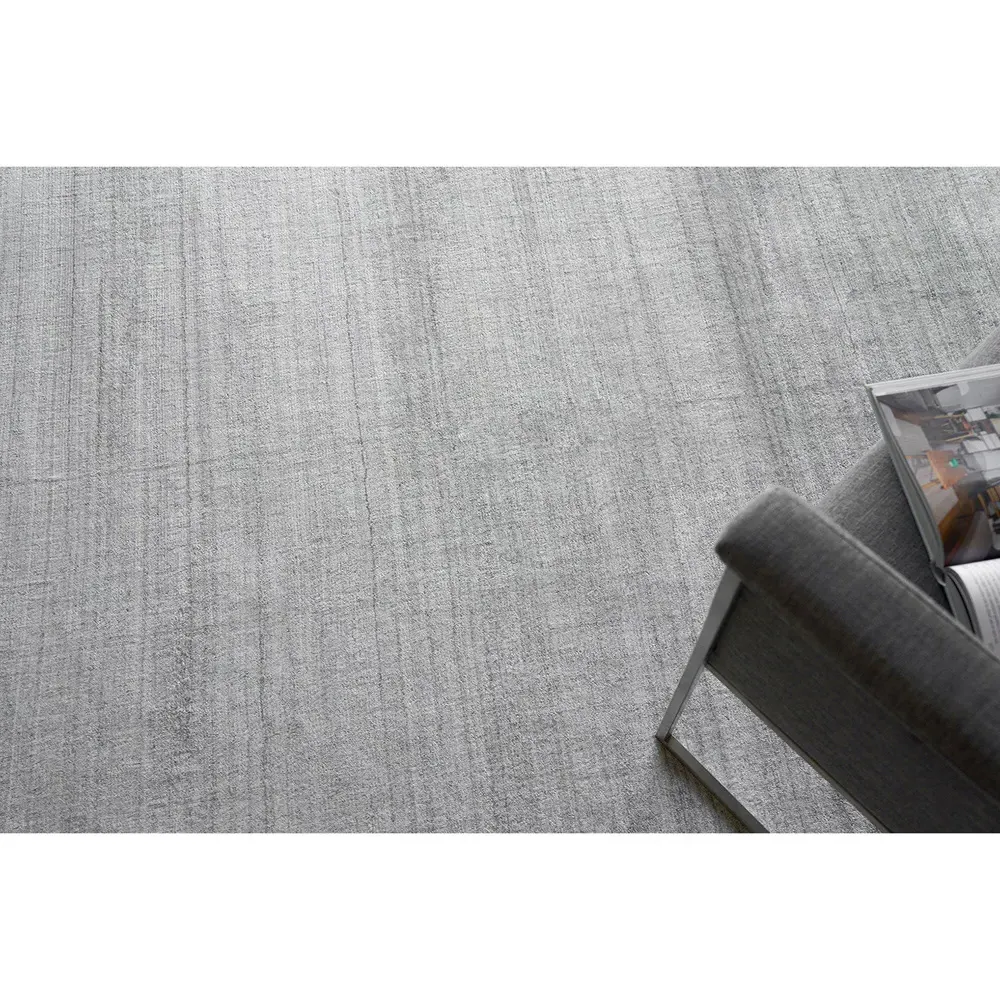 Seth 2'x3' Solid Rug - Light Silver, Wool Bamboo Silk