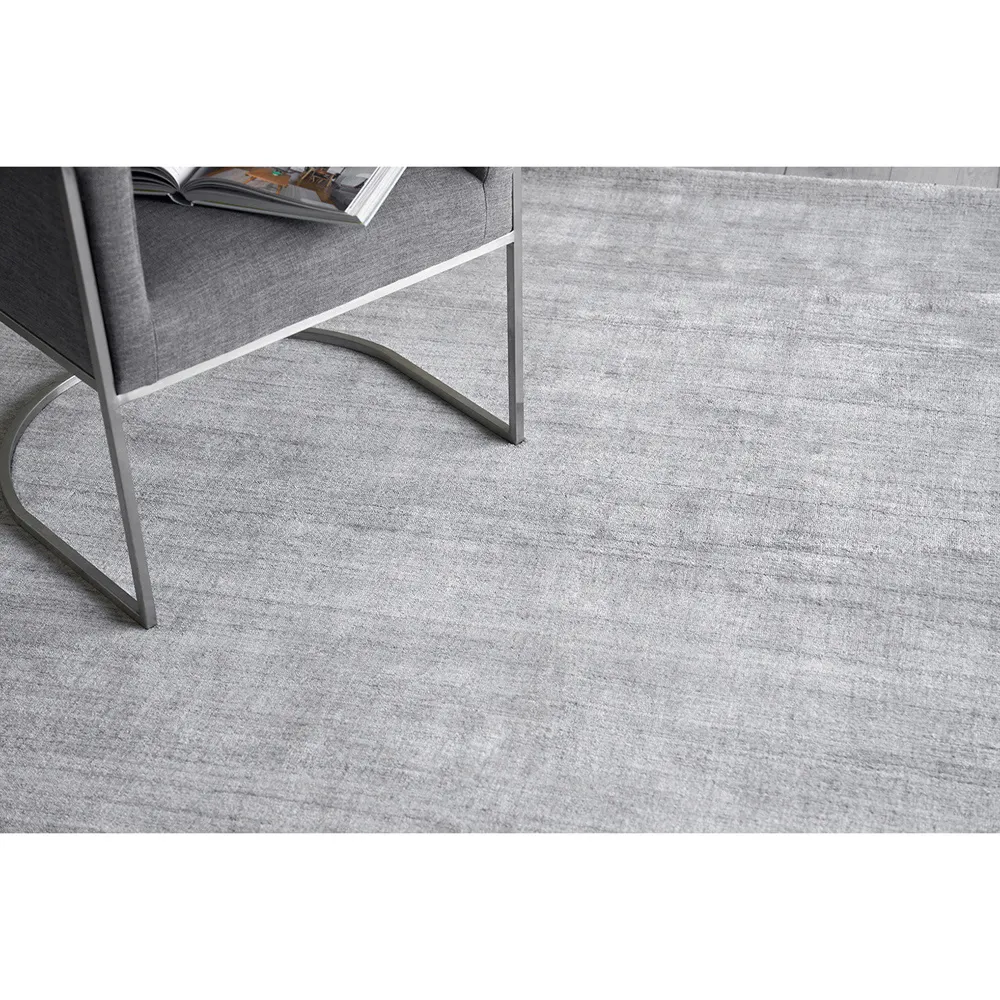 Seth 6'x9' Solid Rug - Light Silver, Wool Bamboo Silk