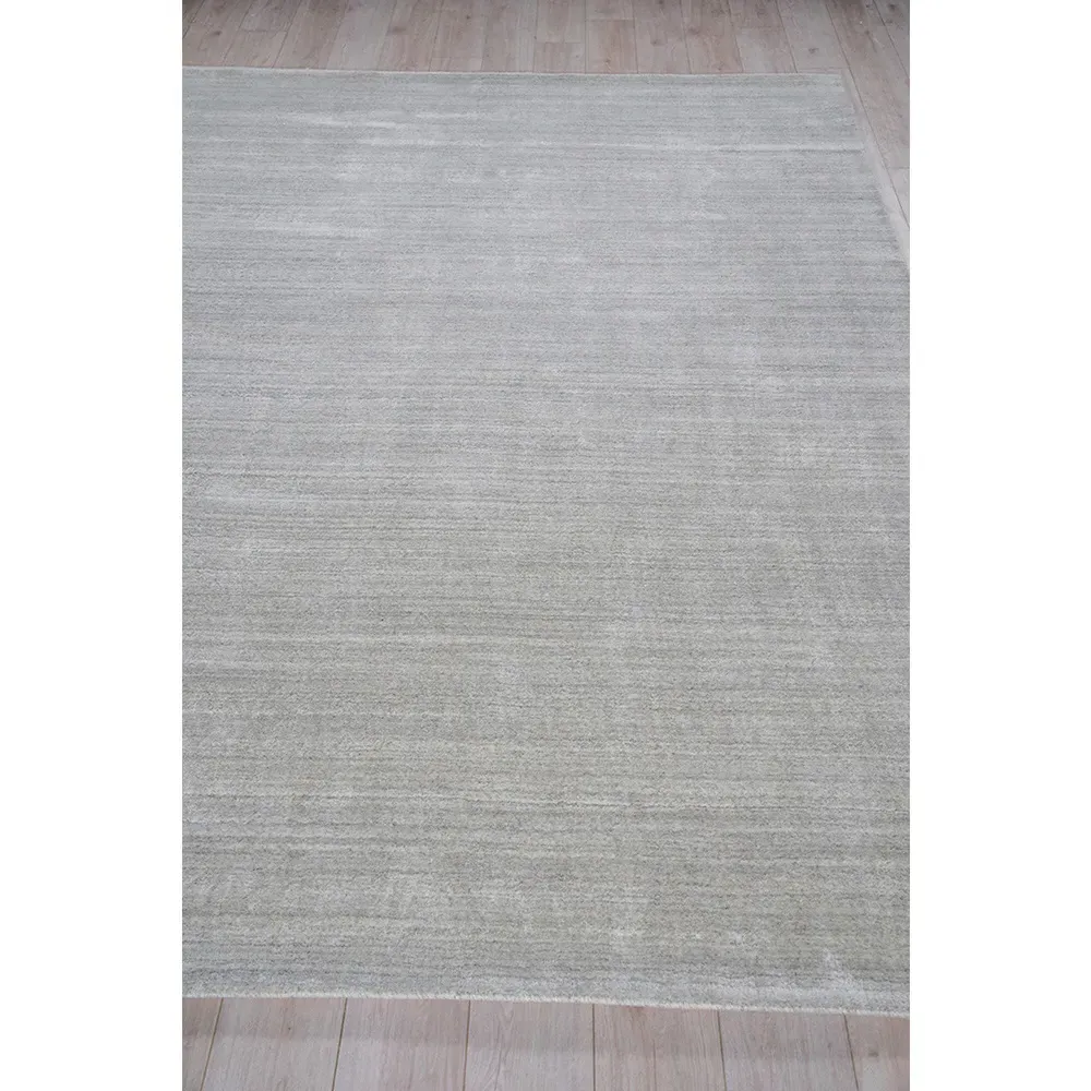 Seth 9'x12' Solid Rug - Light Silver, Wool Bamboo Silk