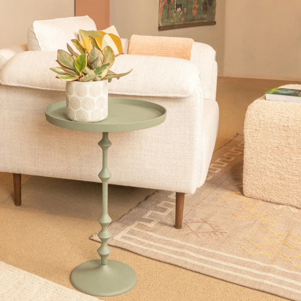 Seth Round End Table - Green, Aluminum