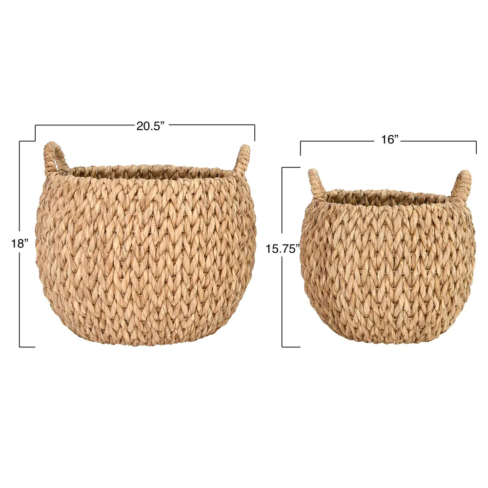 Severus Woven Water Hyacinth Floor Basket Set of 2 - Natural