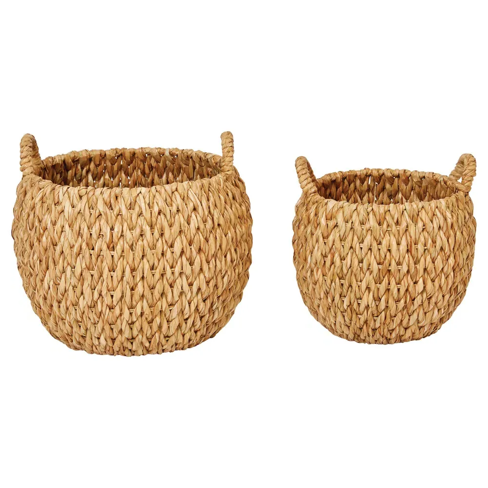 Severus Woven Water Hyacinth Floor Basket Set of 2 - Natural