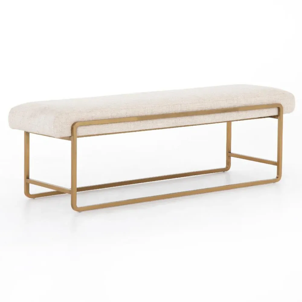 Sey Upholstered Bench - Beige, Steel