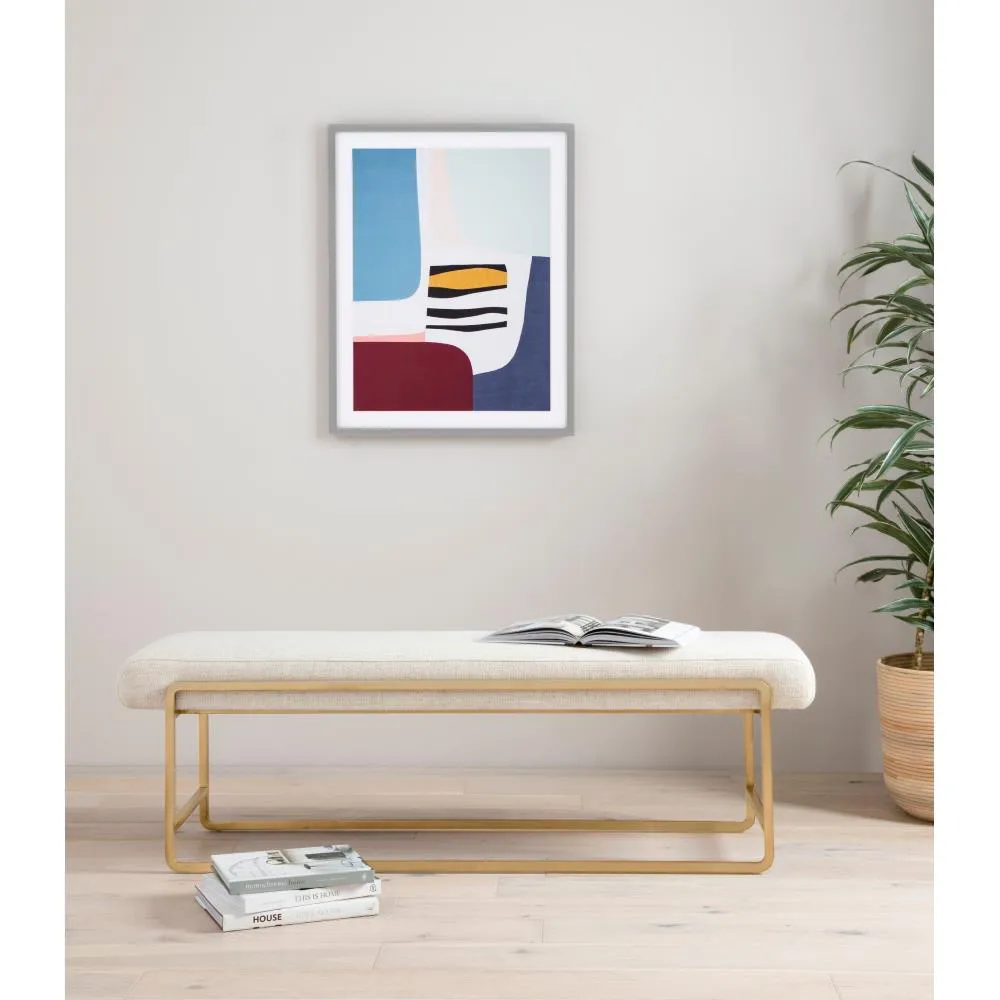 Sey Upholstered Bench - Beige, Steel