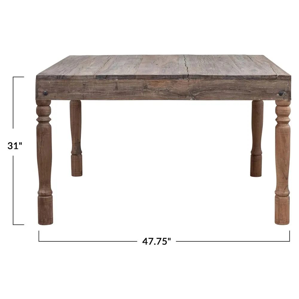 Shania Square Dining Table - Brown, Reclaimed Wood
