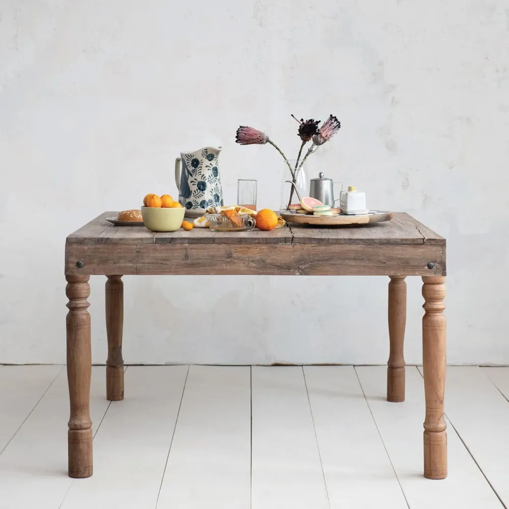 Shania Square Dining Table - Brown, Reclaimed Wood