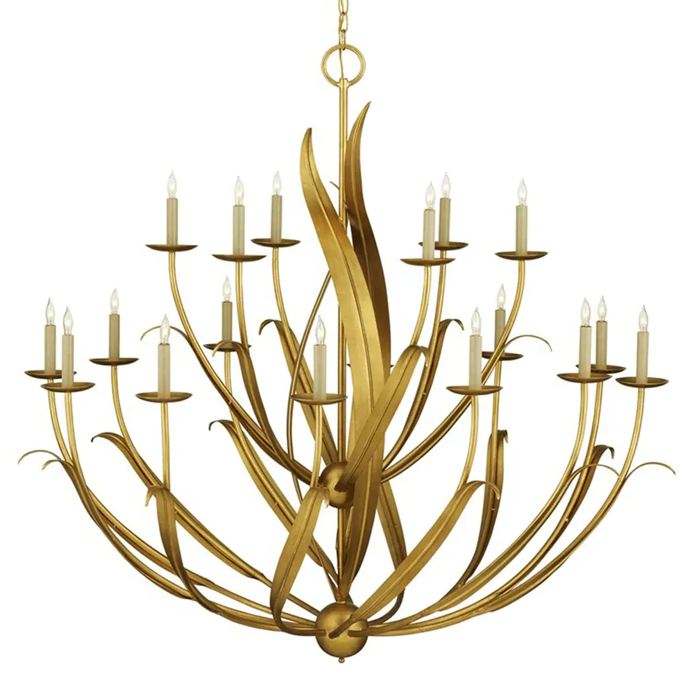 Sharon Large Candle Style Chandelier - Gold, Iron