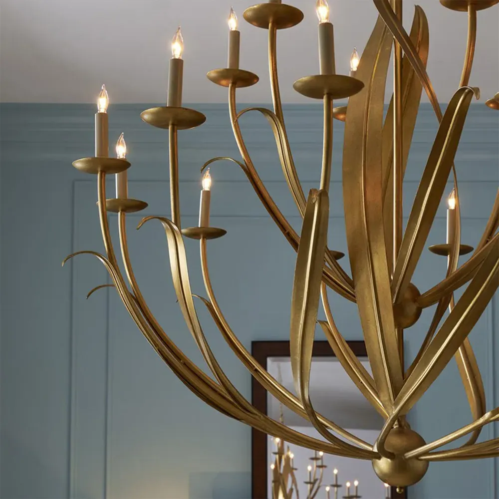 Sharon Large Candle Style Chandelier - Gold, Iron
