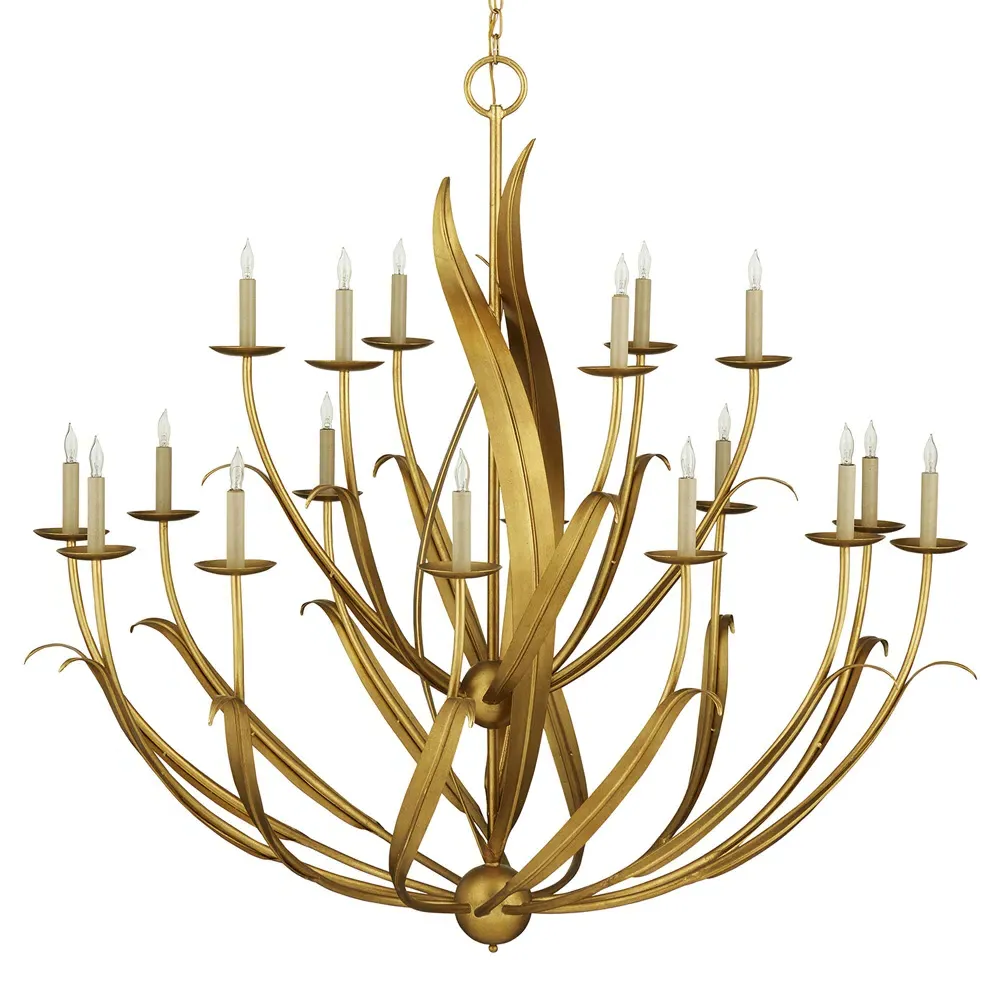 Sharon Large Candle Style Chandelier - Gold, Iron