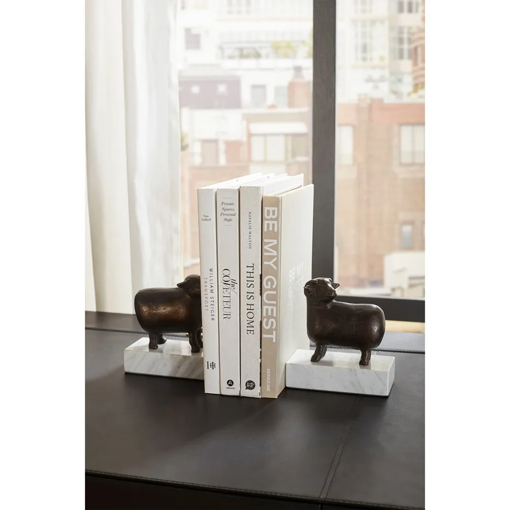 Sheep Bookends - Bronze, Marble