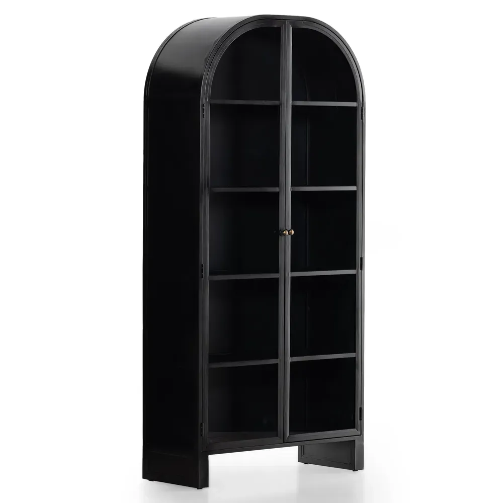 Sheila Curved 2 Door Display Case - Black, Iron