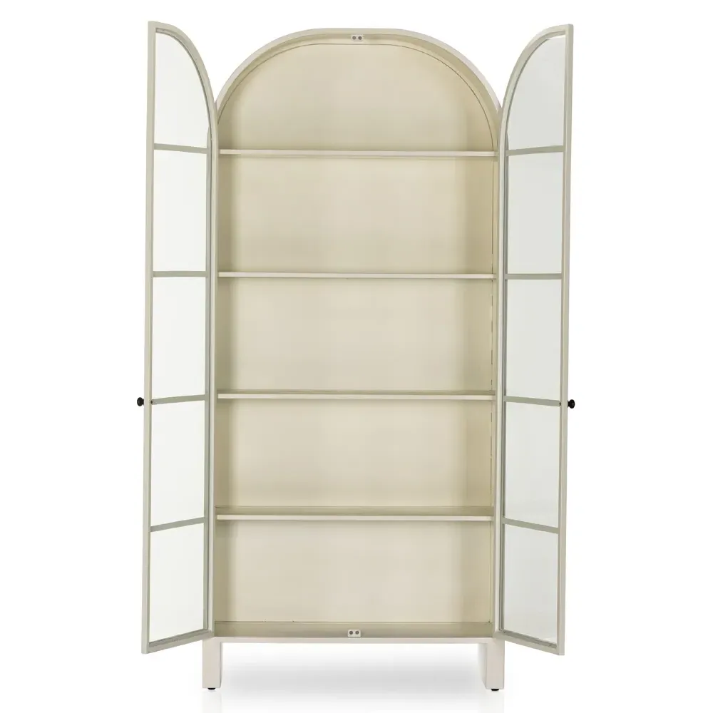 Sheila Curved 2 Door Display Case - White, Iron