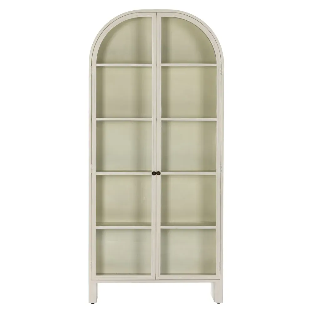 Sheila Curved 2 Door Display Case - White, Iron