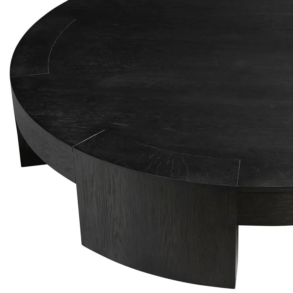 Shelby Round Coffee Table - Black, Oak