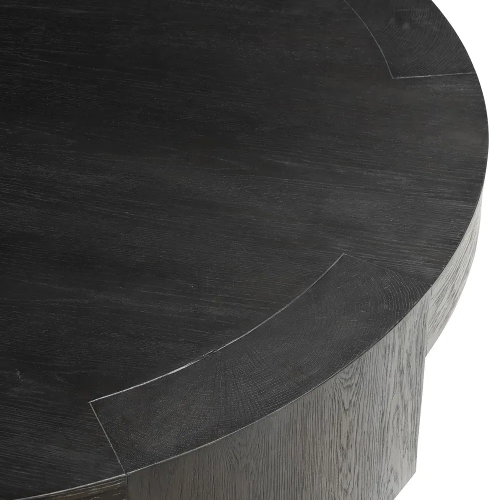 Shelby Round Coffee Table - Black, Oak
