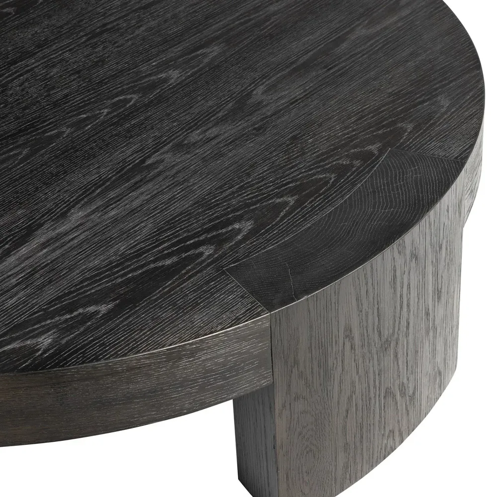 Shelby Round Coffee Table - Black, Oak