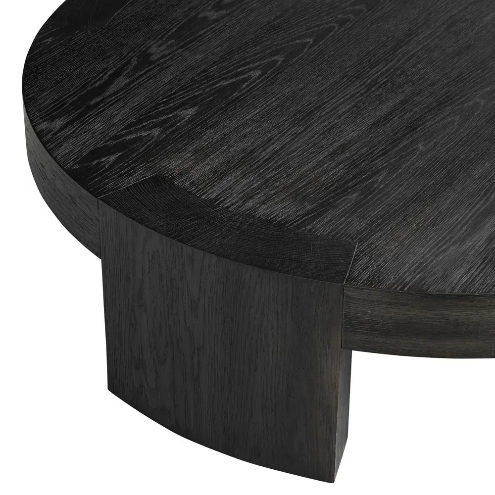 Shelby Round Coffee Table - Black, Oak